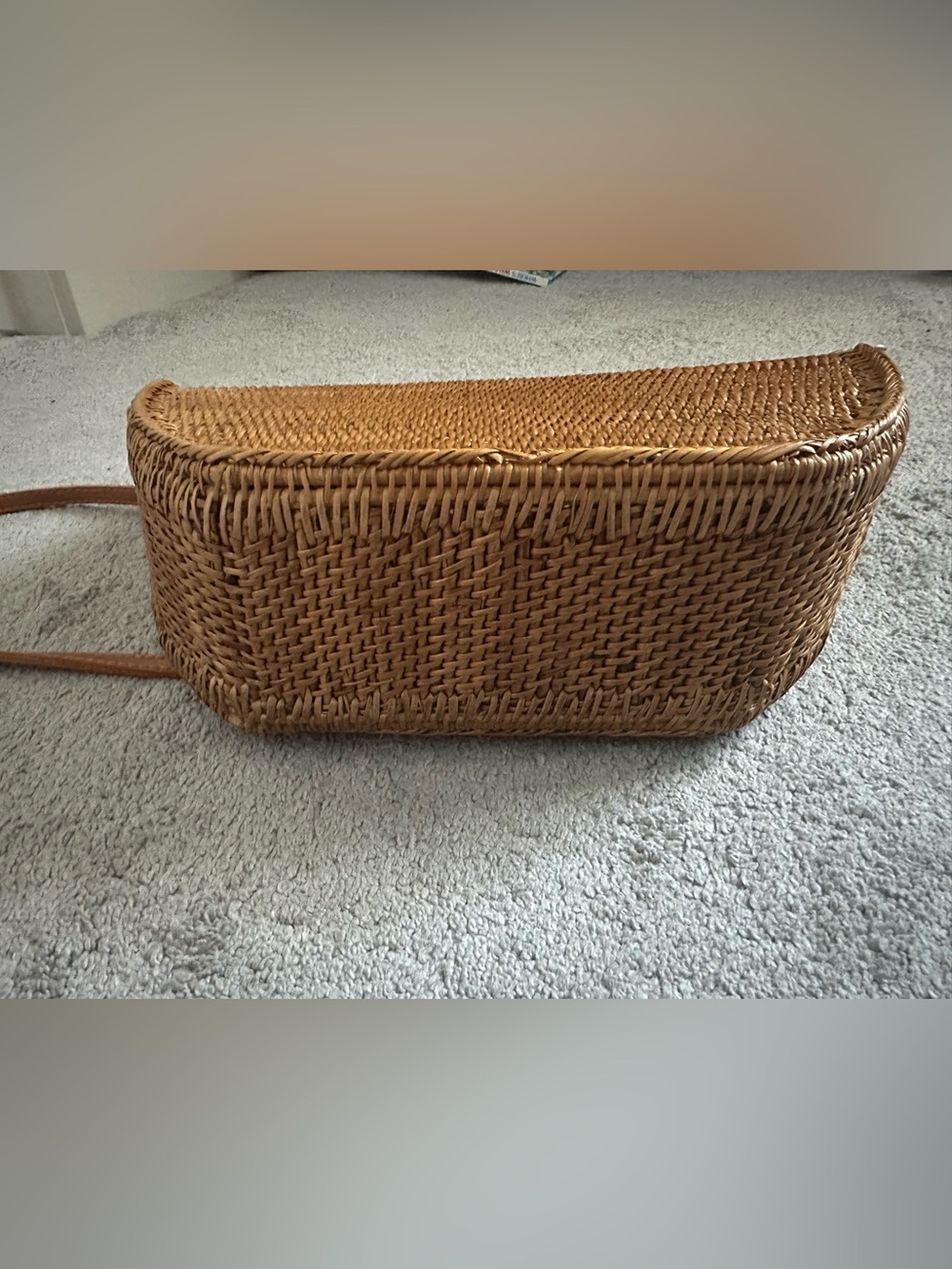 Anthropologie Rattan Woven Crossbody Bag in Tan/Brown Natural Lightweight - Picture 13 of 16